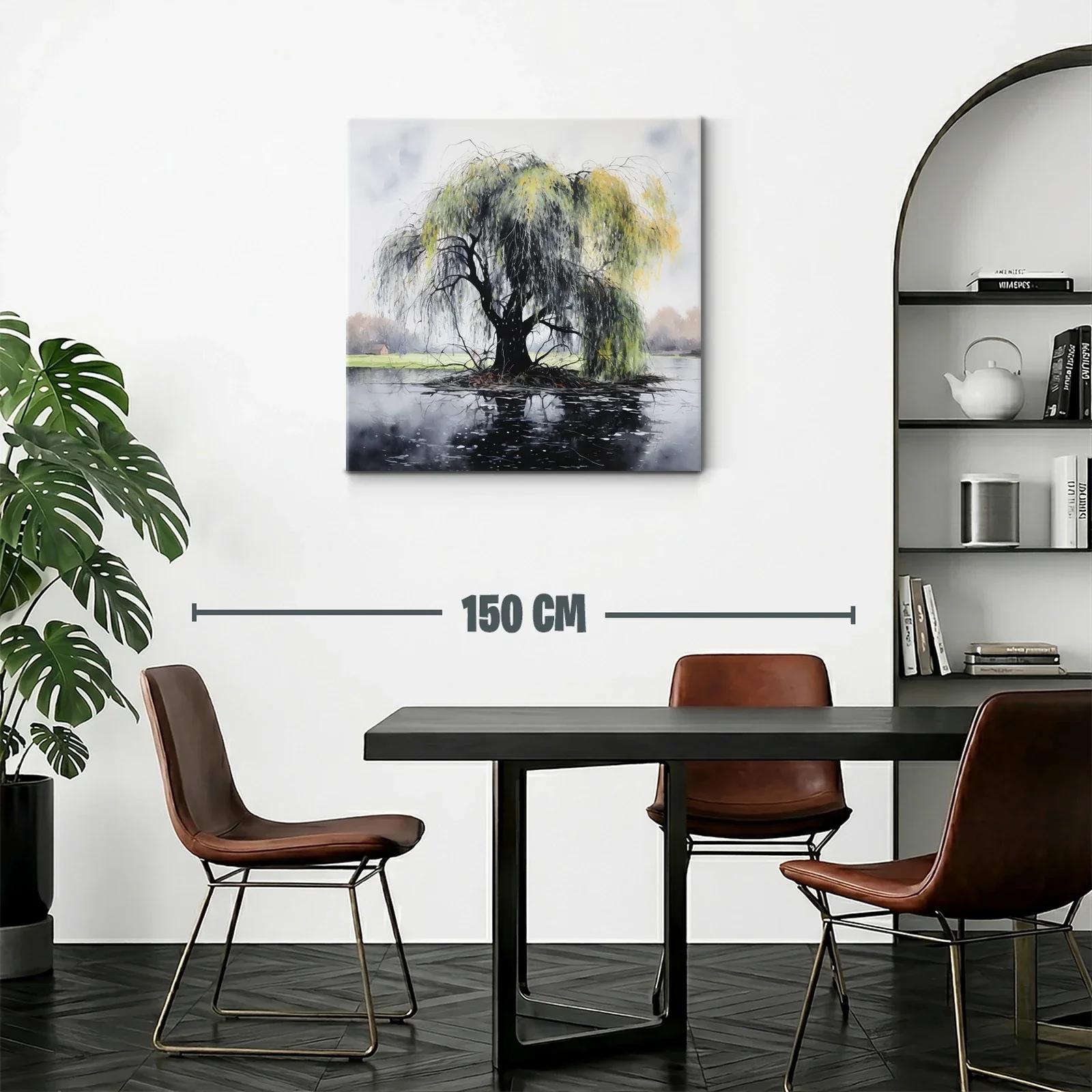 Árbol de Sauce Sobre Isla Reflejado en Lago — miniatura 2