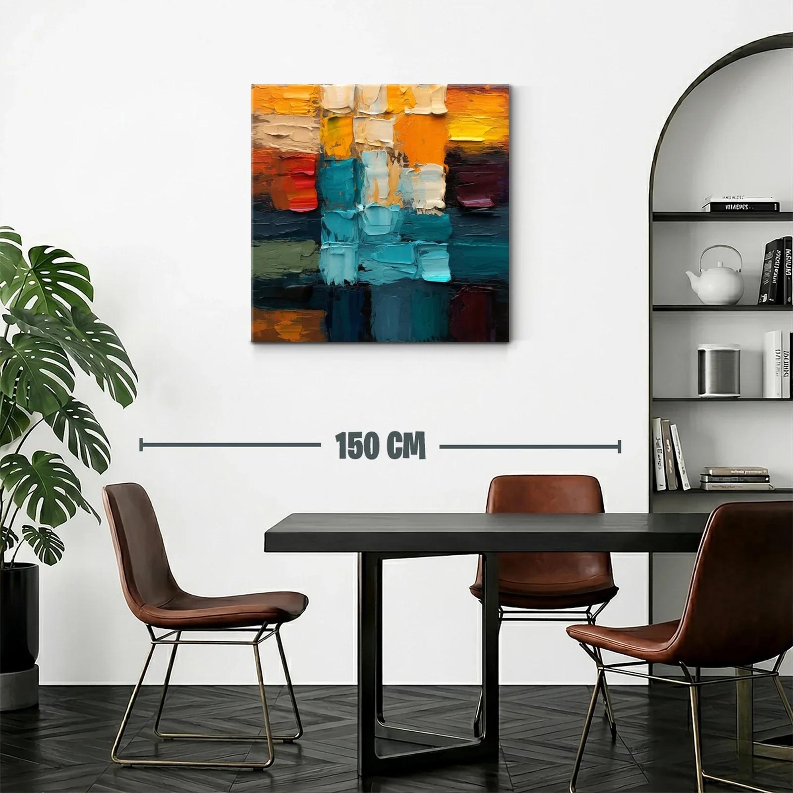 Composición abstracta en tonos cálidos y fríos vibrantes — miniatura 2