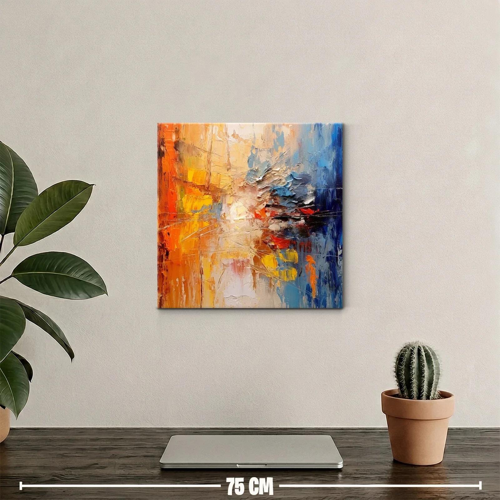 Cuadro abstracto con vibrantes contrastes en tonos cálidos y fríos — miniatura 2