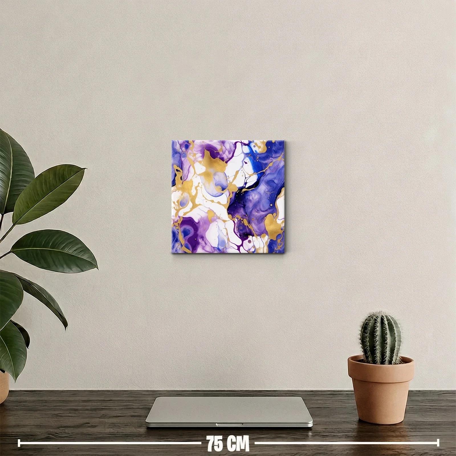 Composición abstracta en tonos violetas y dorados vibrantes — miniatura 2