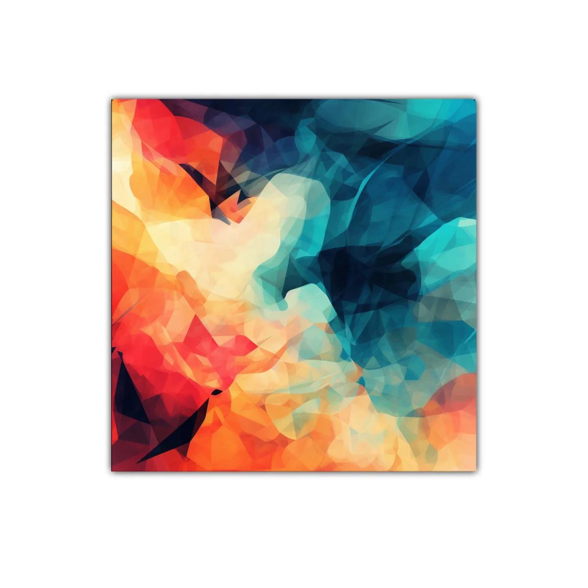 Cuadro abstracto en tonos cálidos y fríos vibrantes — imagen principal