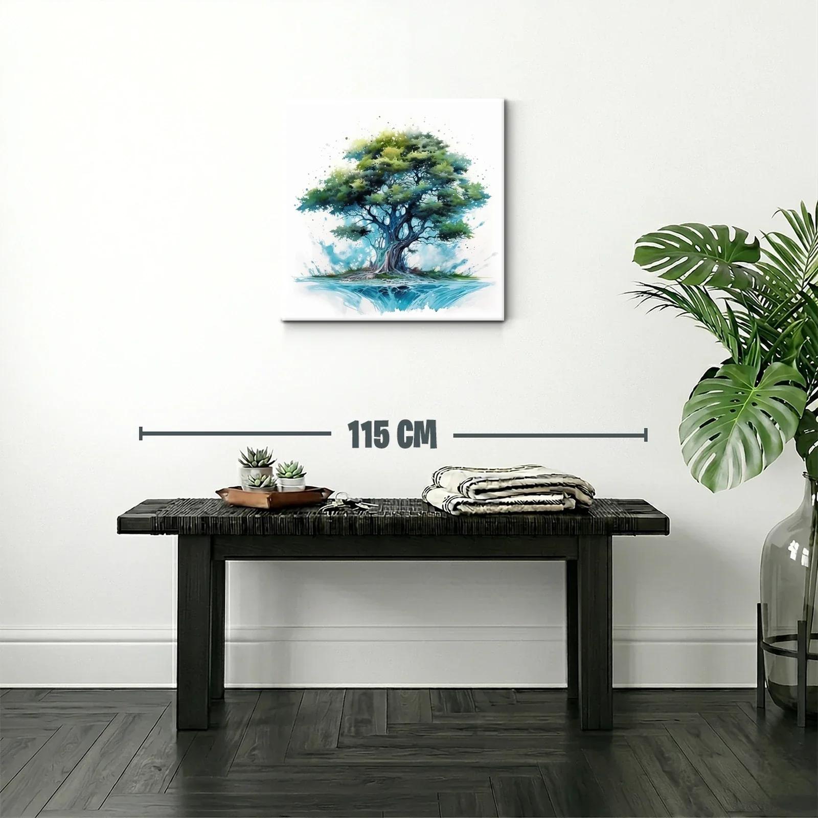 Árbol frondoso en tonos azules y verdes vibrantes — miniatura 2