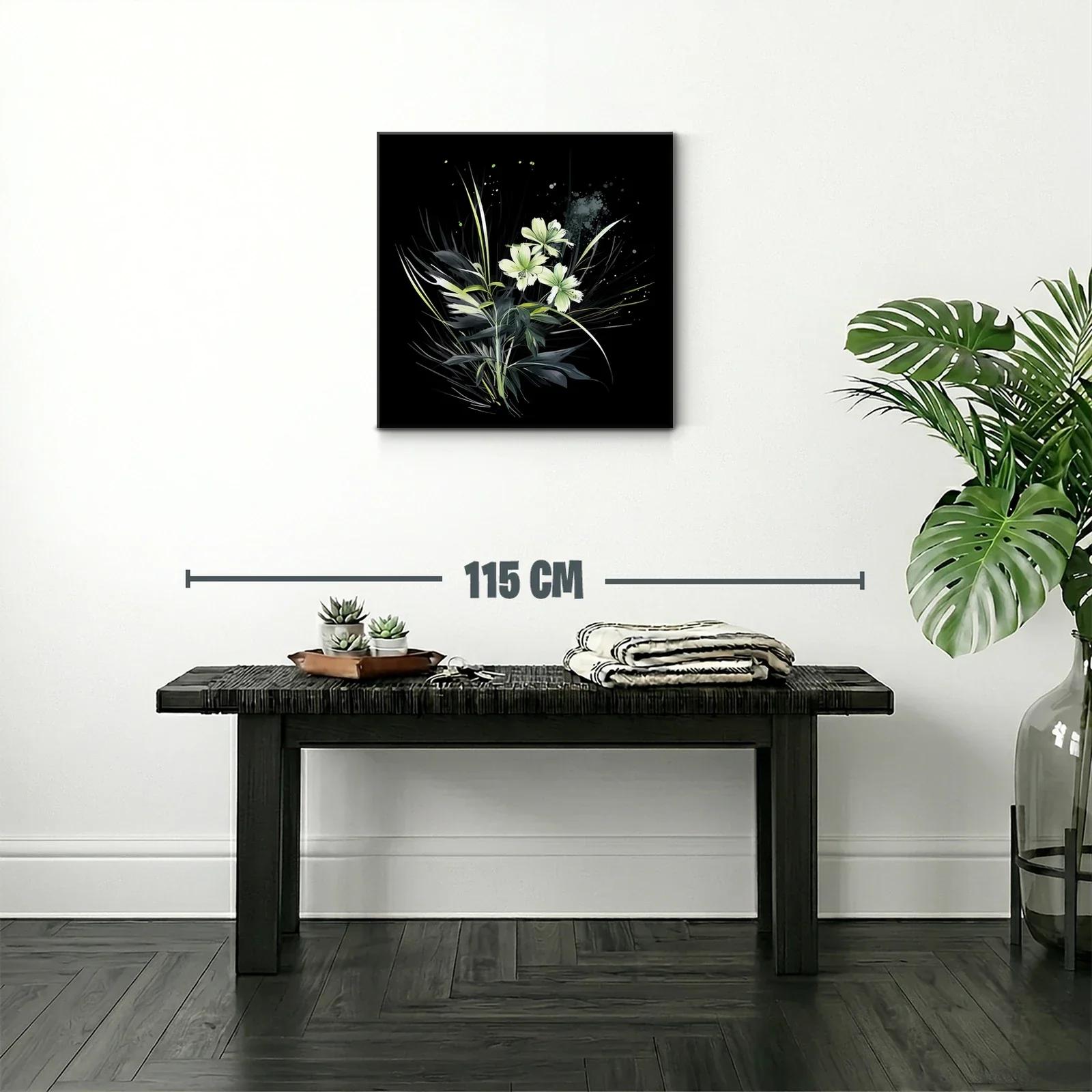 Elegancia natural con flores blancas sobre fondo negro — miniatura 2