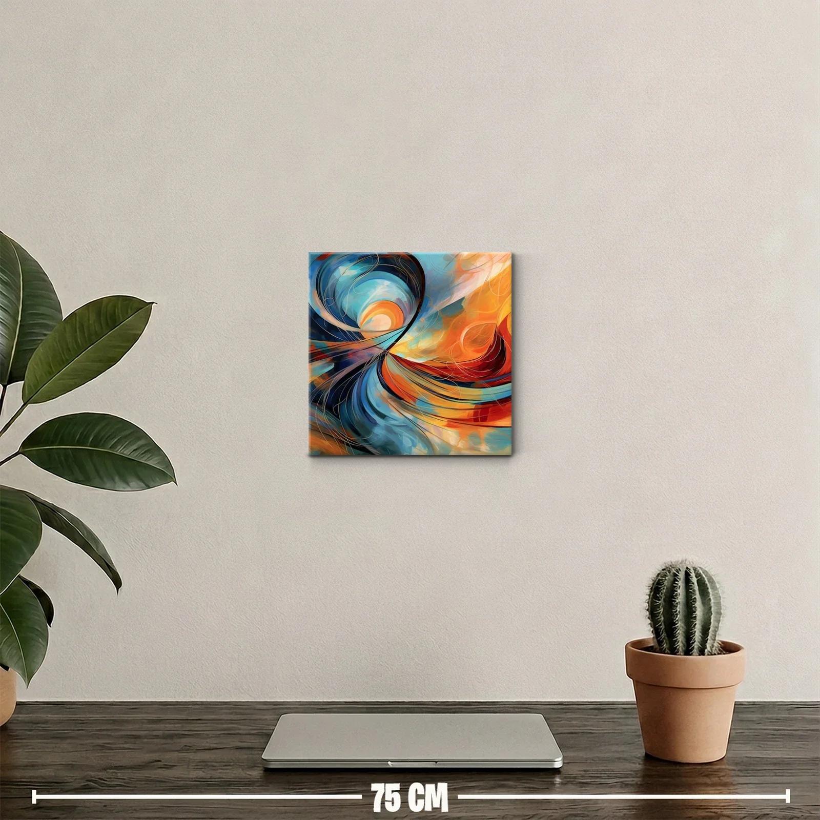 Cuadro abstracto con formas dinámicas y colores vibrantes — miniatura 2