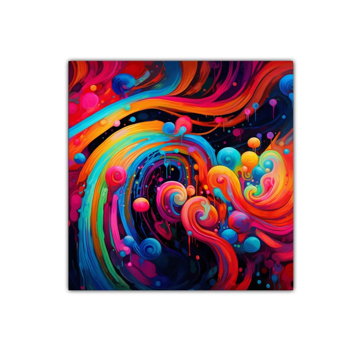 Cuadro abstracto con remolinos de colores vibrantes — miniatura 1