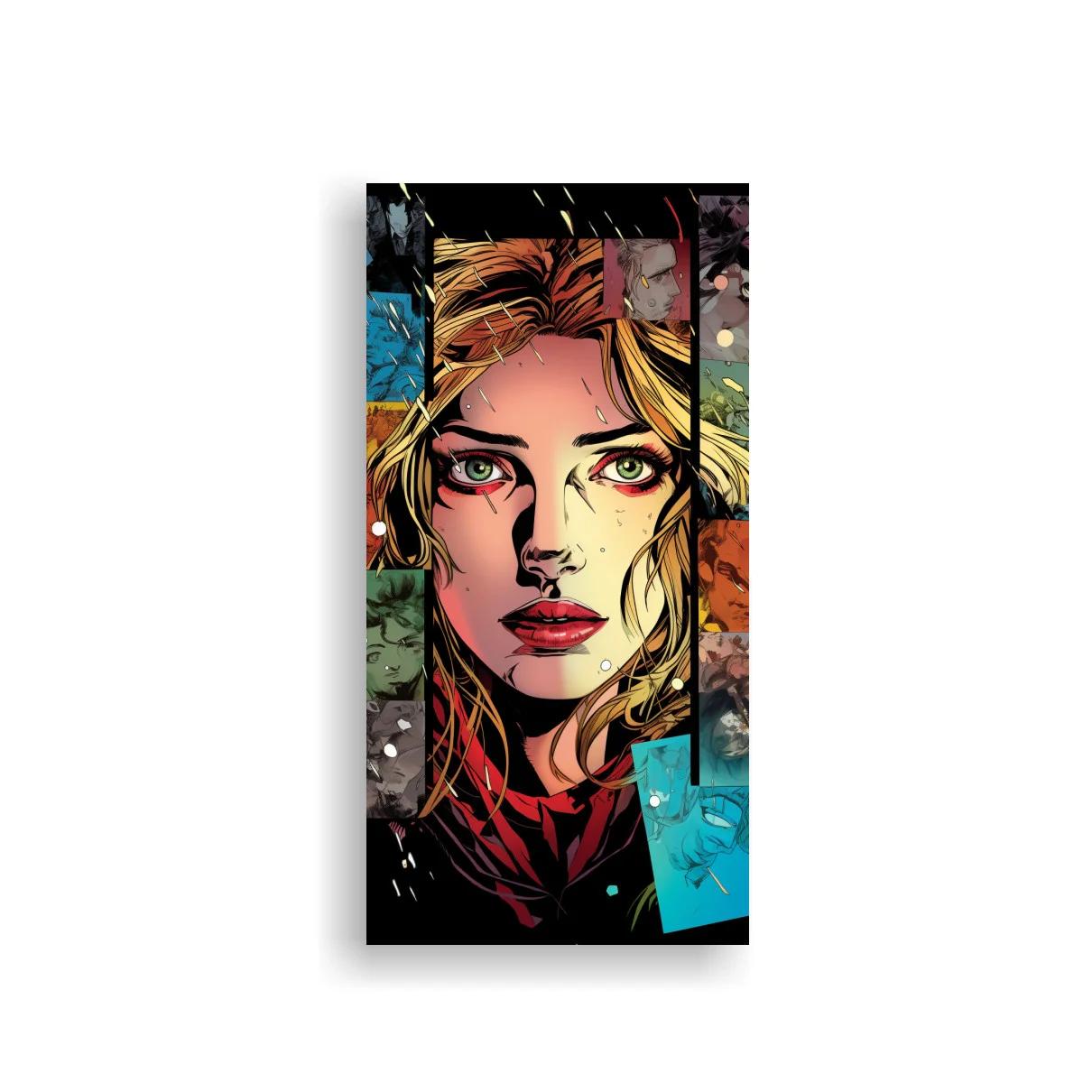 Cuadro rostro de mujer rubia con collage urbano — imagen principal