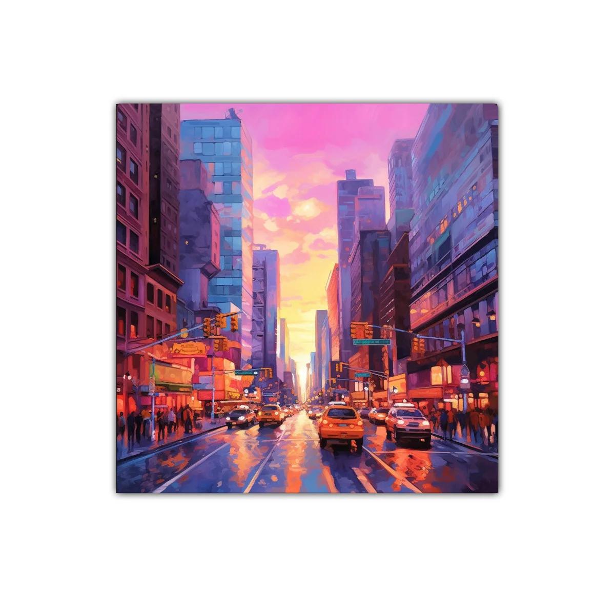 Atardecer urbano lleno de luz y movimiento vibrante — imagen principal