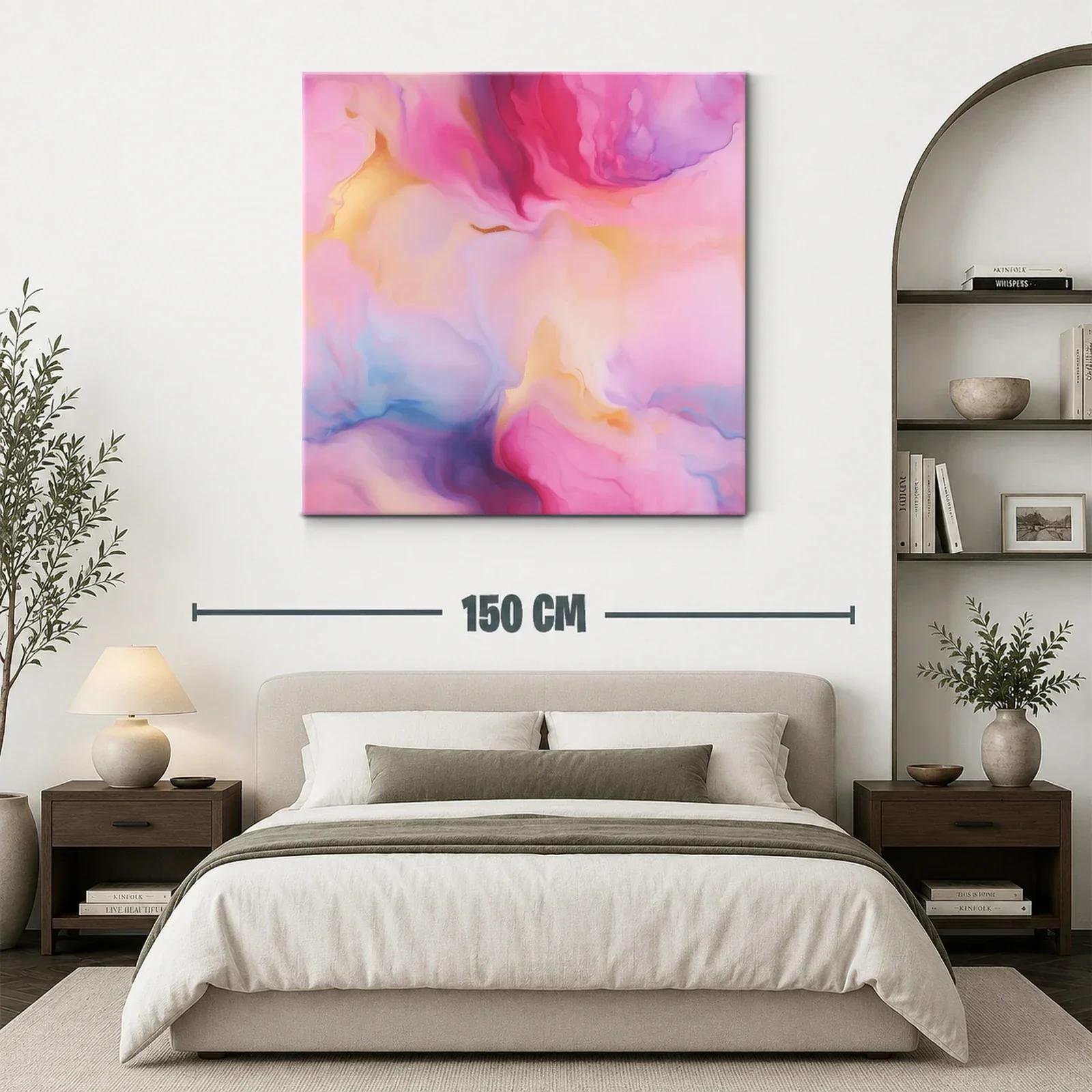 Cuadro abstracto con tonos rosas y dorados delicados — miniatura 3