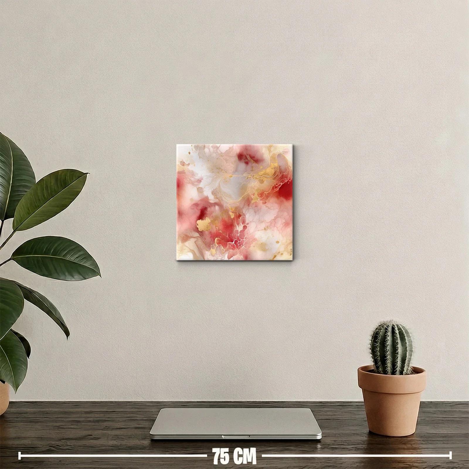 Cuadro abstracto con tonos rojos y dorados suaves — miniatura 2