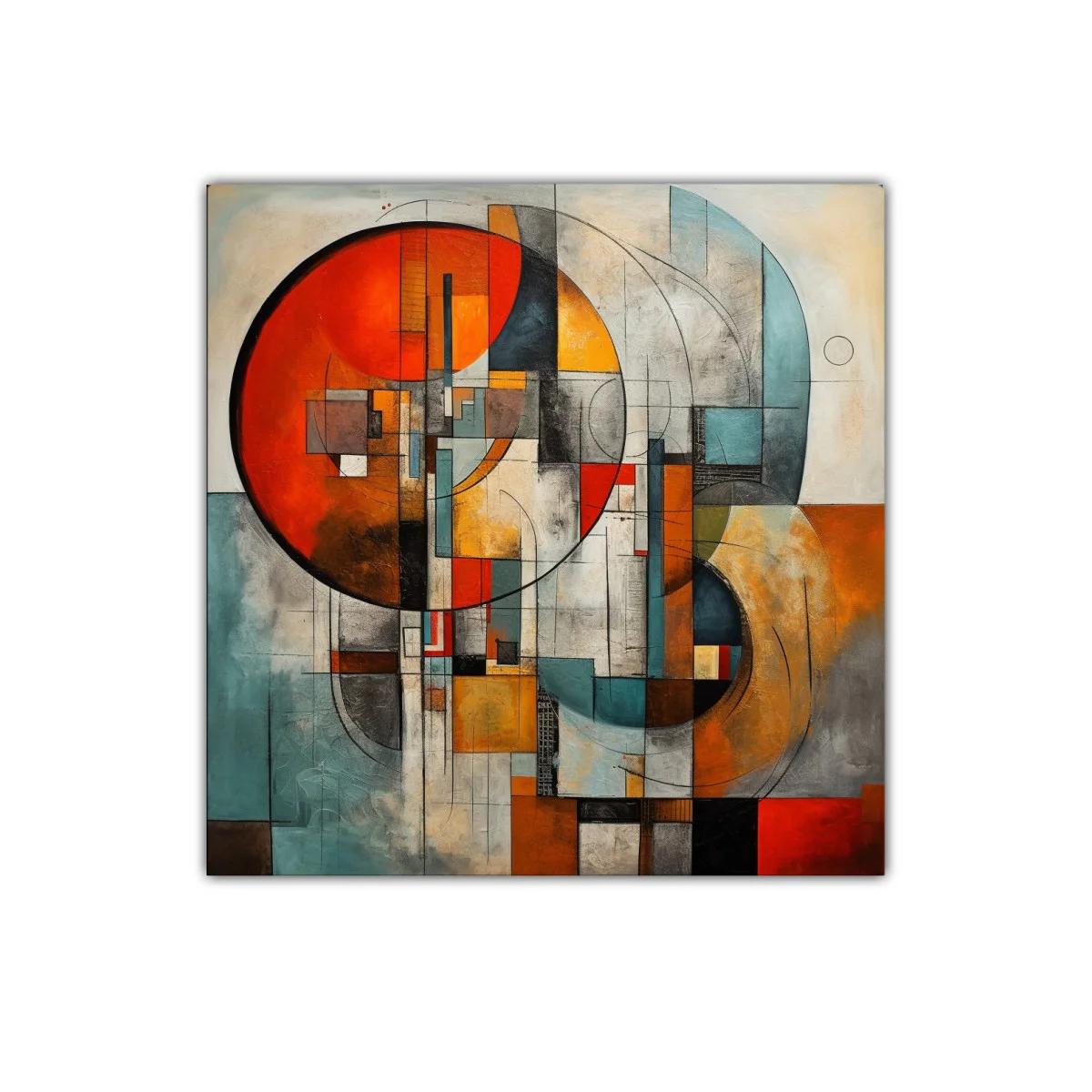 Cuadro abstracto con formas geométricas y tonos cálidos — imagen principal