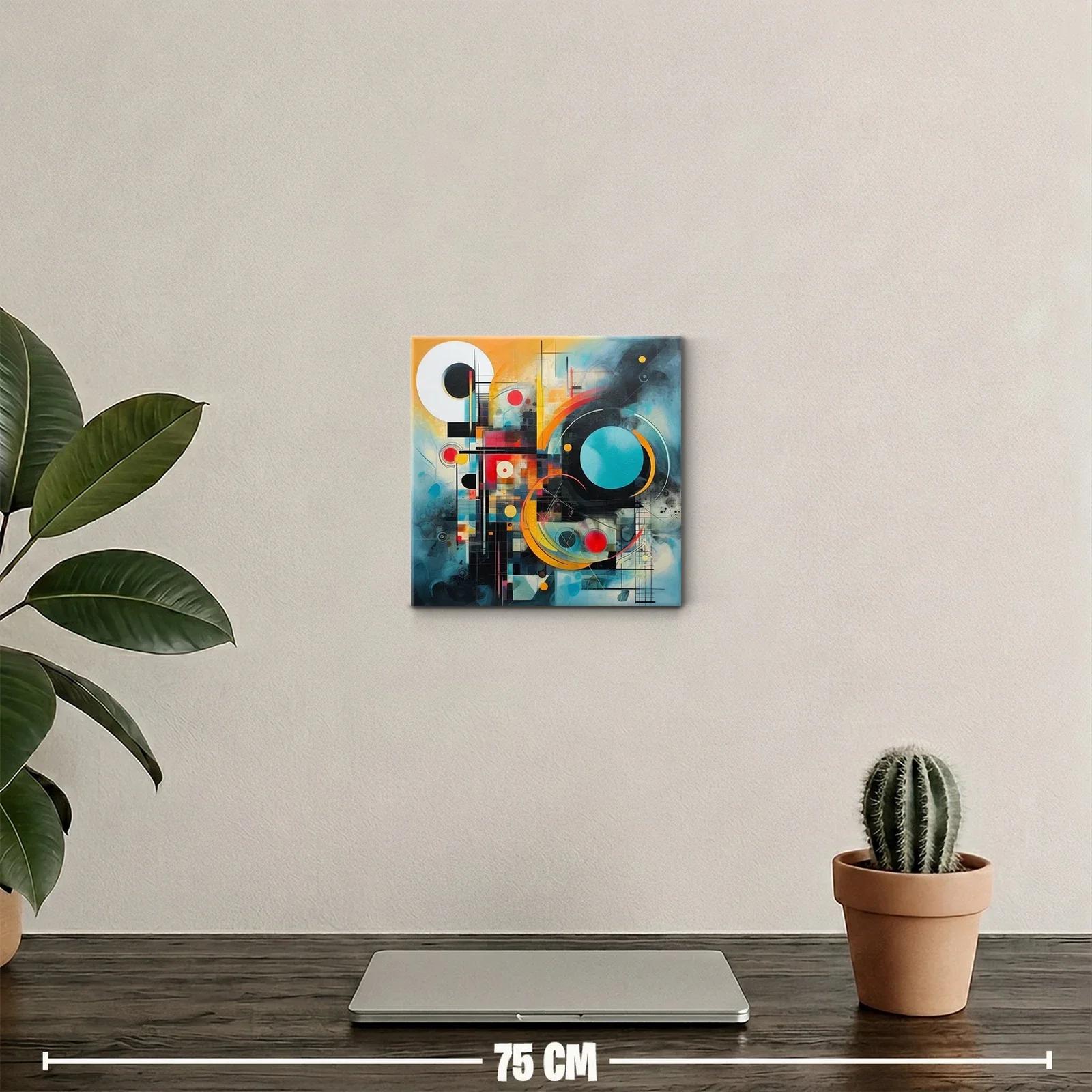 Composición abstracta con círculos y líneas geométricas en colores vivos — miniatura 2