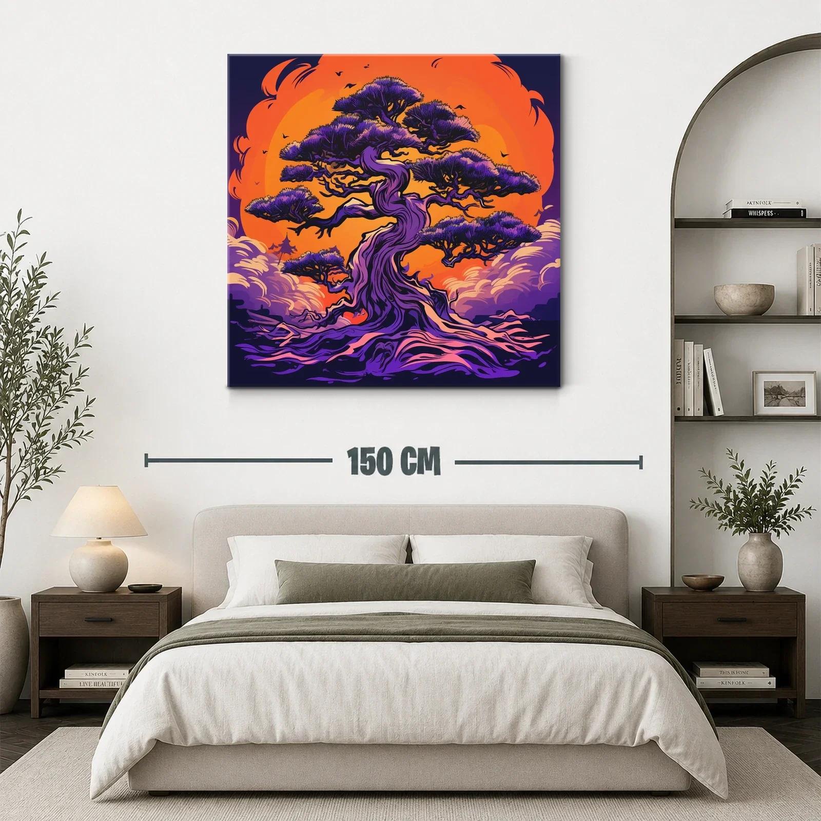 Árbol místico en contraste vibrante con fondo ardiente — miniatura 3
