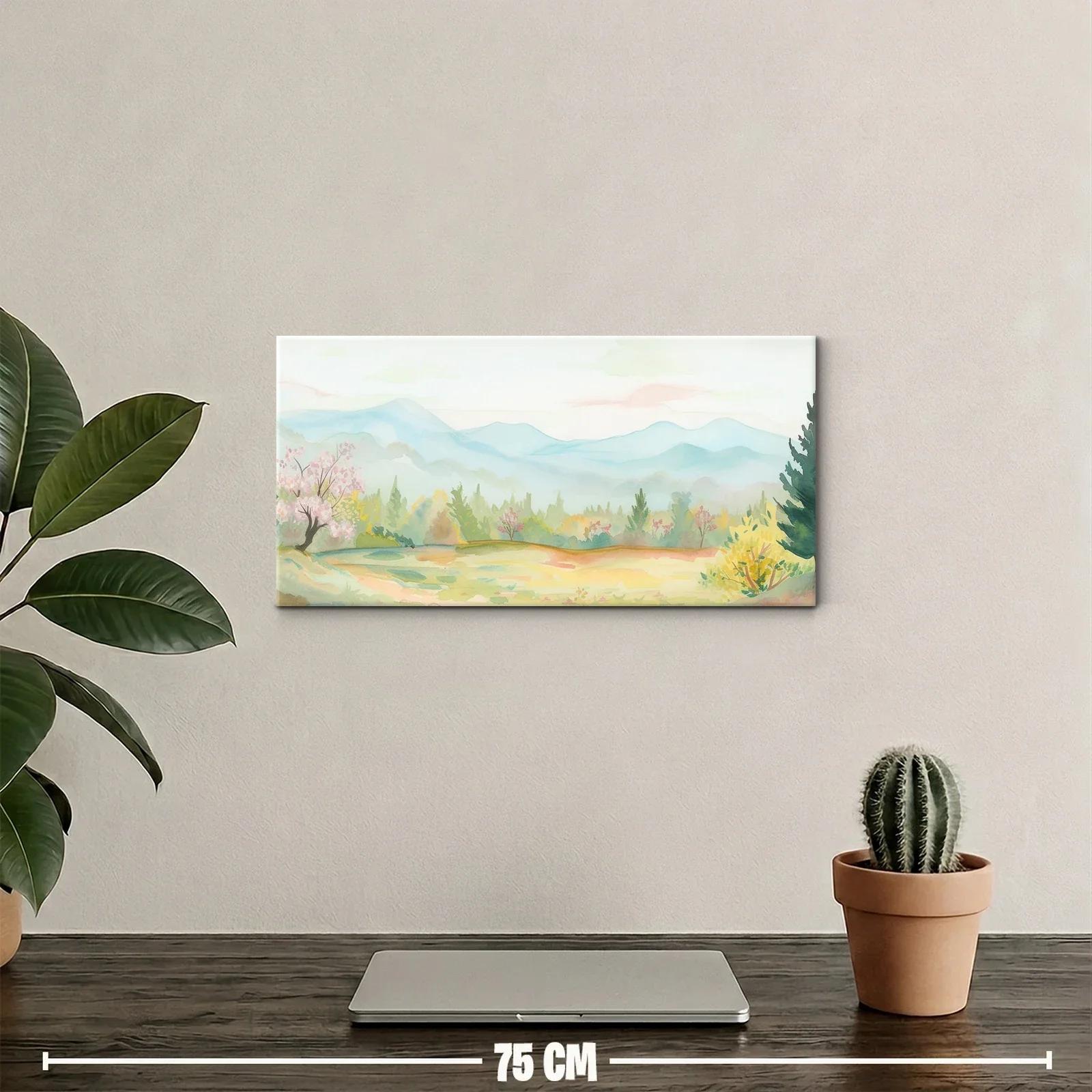 Cuadro paisaje de montaña con pradera abierta — miniatura 2