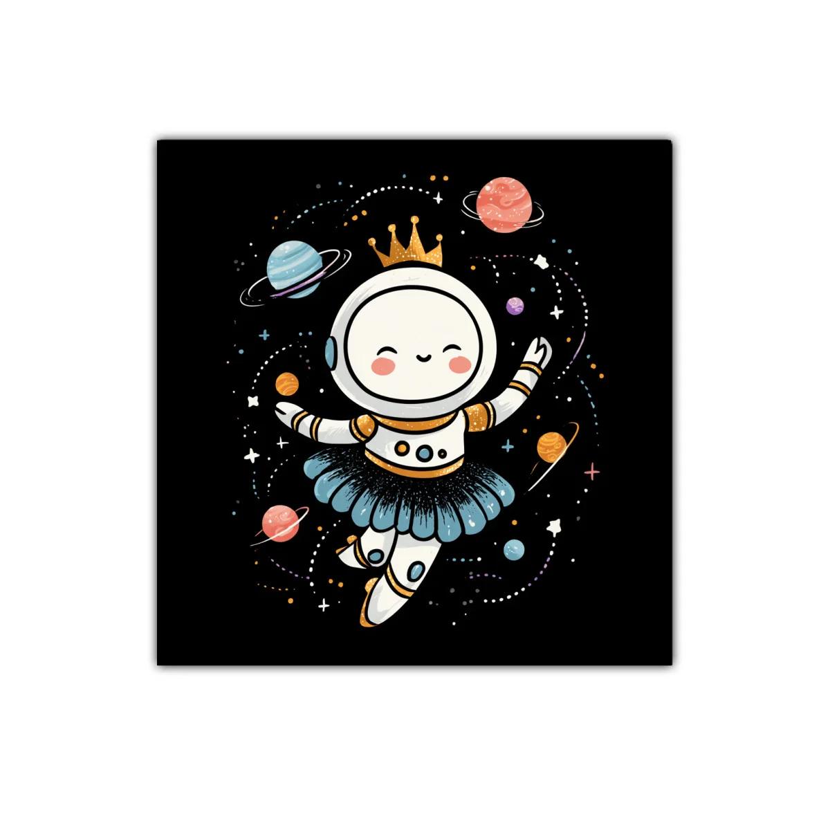Astronauta bailarín en galaxia colorida y divertida