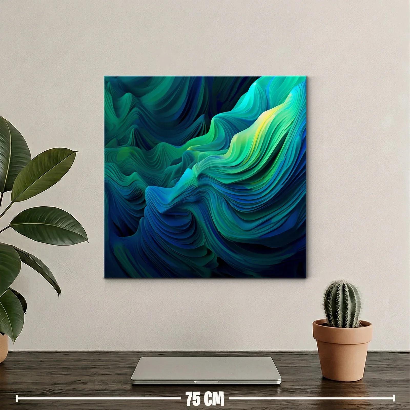 Cuadro Abstracto en Tonos Verdes y Azules Vibrantes — miniatura 2