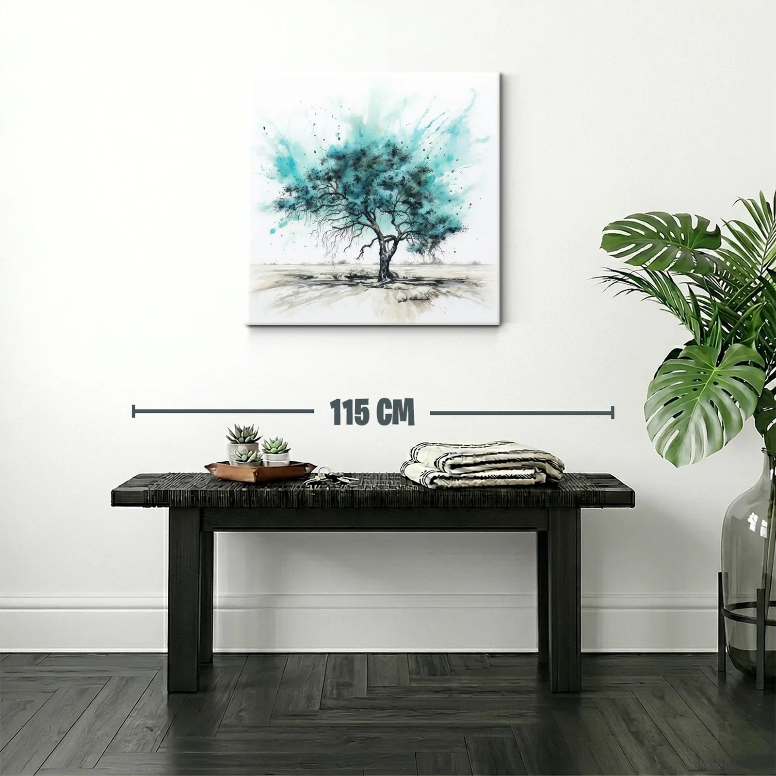 Árbol solitario con vibrantes tonos turquesa y negro — miniatura 2