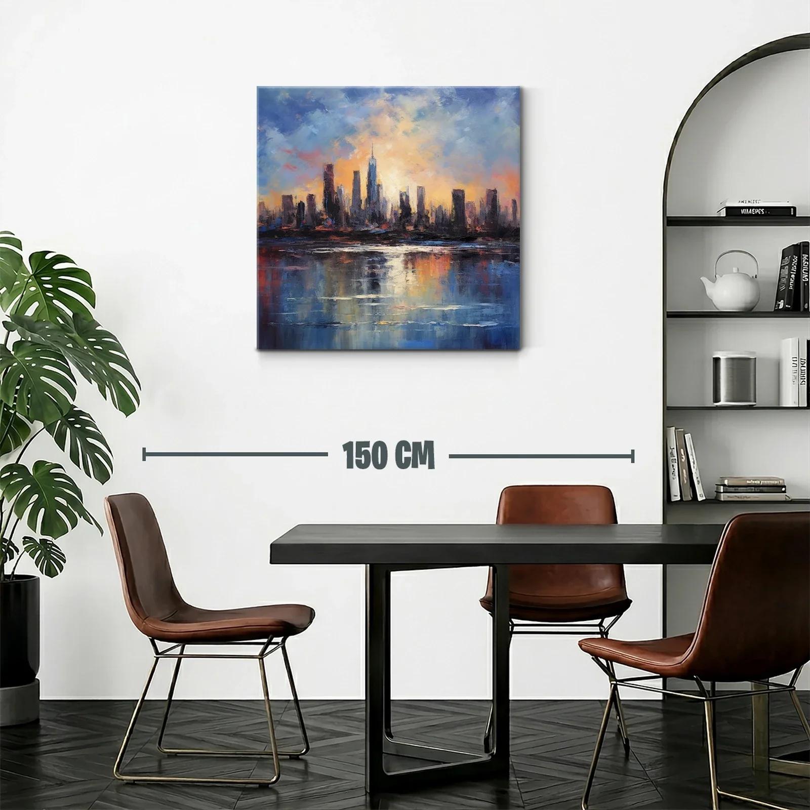 Atardecer urbano con reflejos impresionistas vibrantes — miniatura 2
