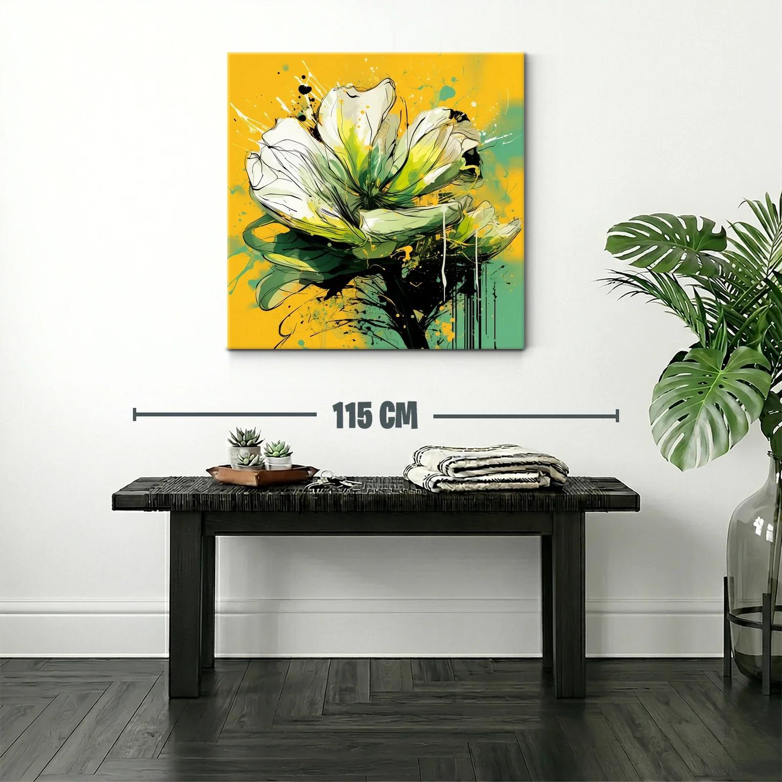 Flor abstracta vibrante en tonos verdes y amarillos — miniatura 2