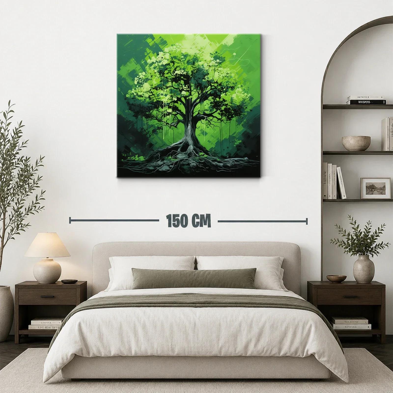 Cuadro árbol verde con raíces y copa frondosa — miniatura 3