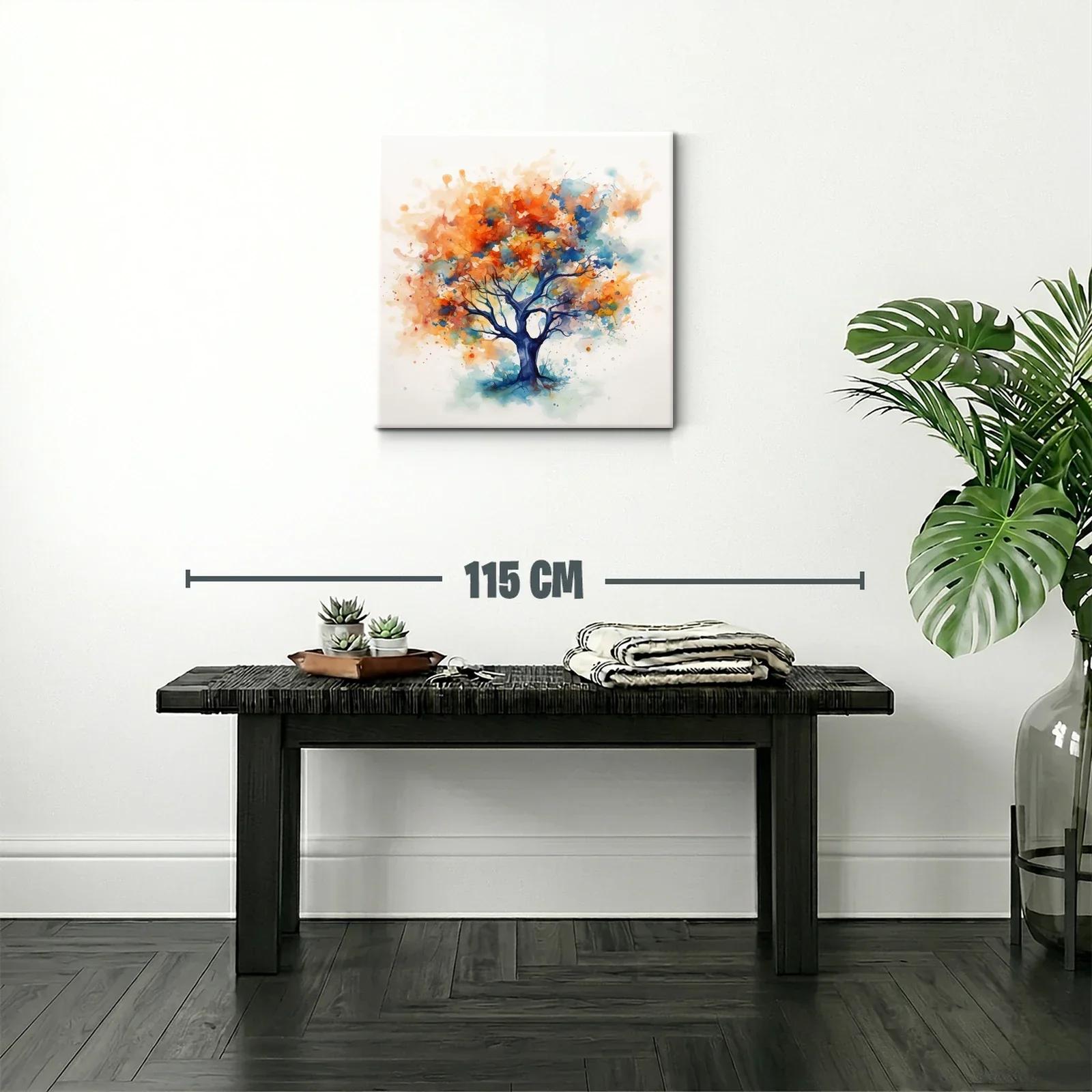 Árbol abstracto en vibrantes tonos otoñales y azules — miniatura 2