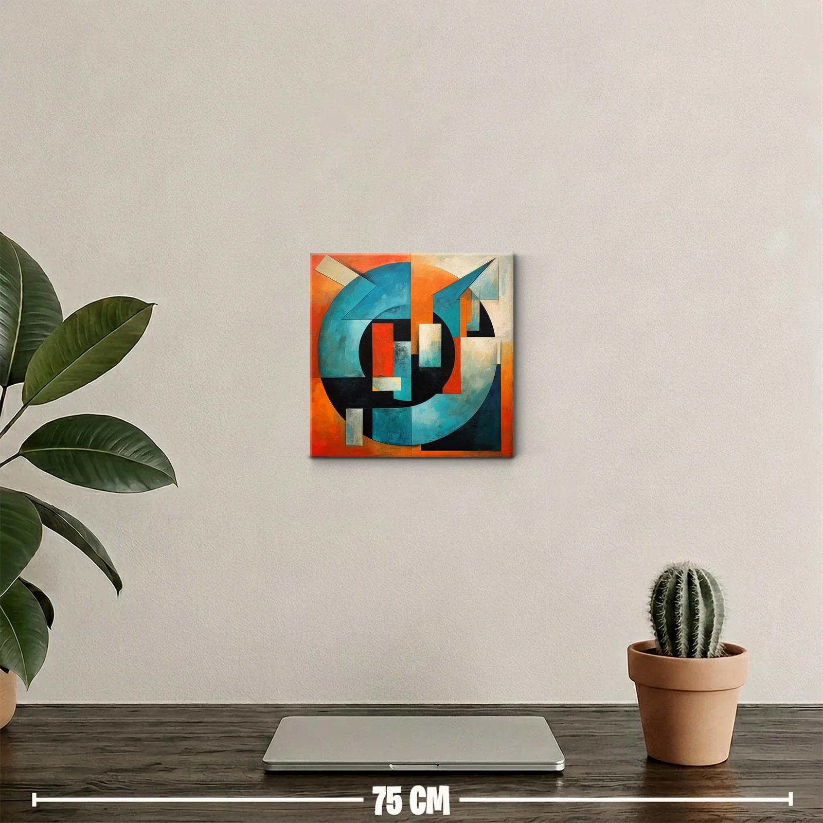 Composición abstracta geométrica en tonos azules y naranjas — miniatura 2
