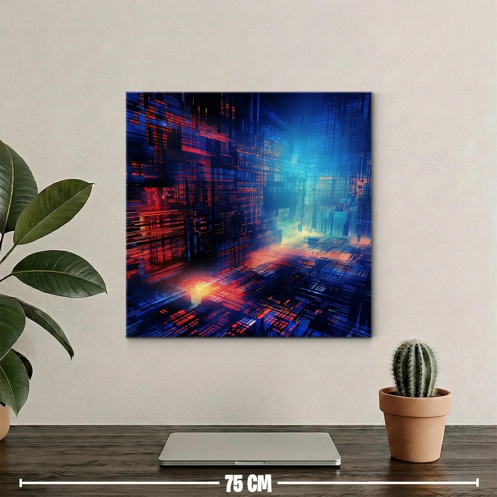 Ciudad futurista iluminada con líneas digitales y luces cálidas — miniatura 2