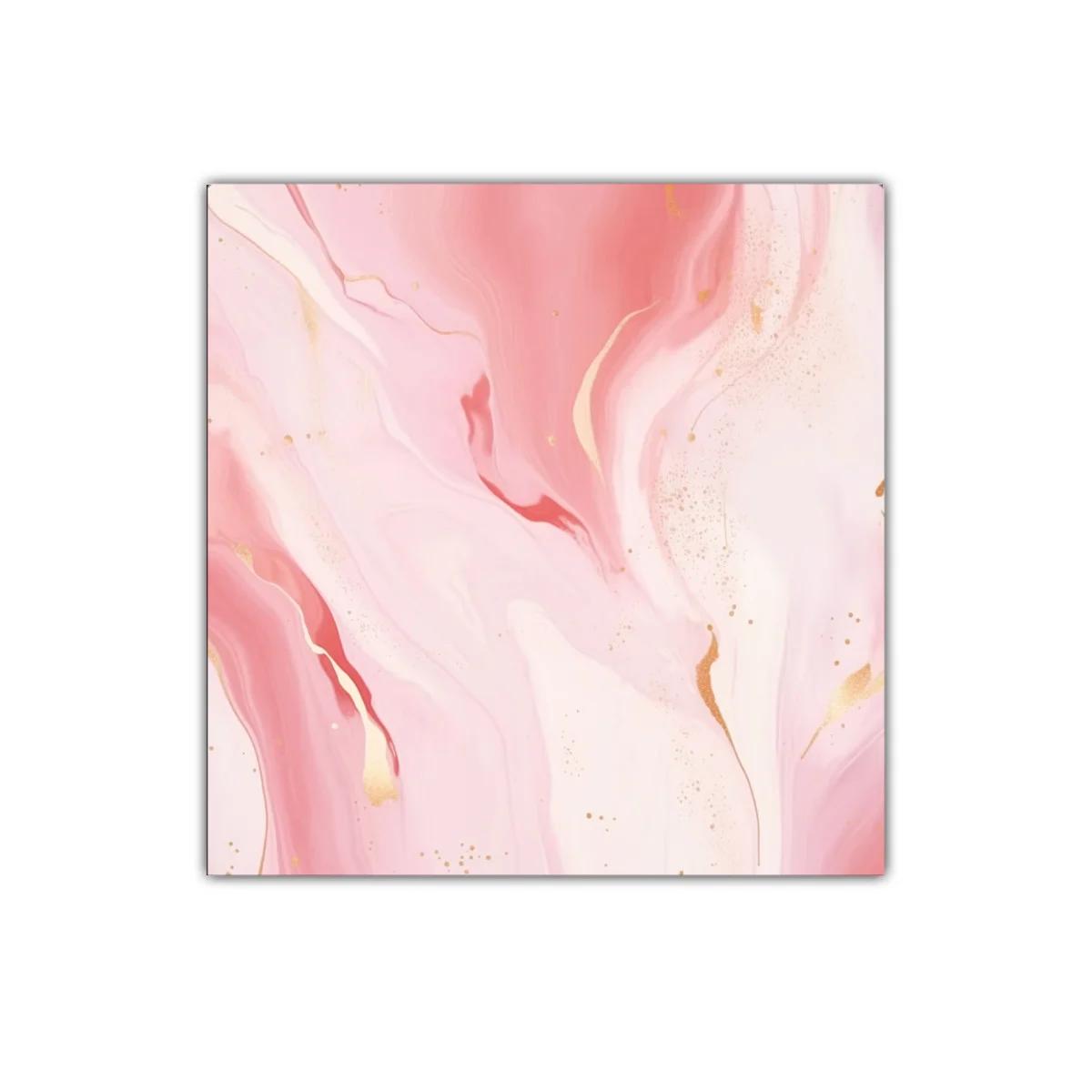 Cuadro abstracto en tonos rosa y detalles dorados elegantes — miniatura 1