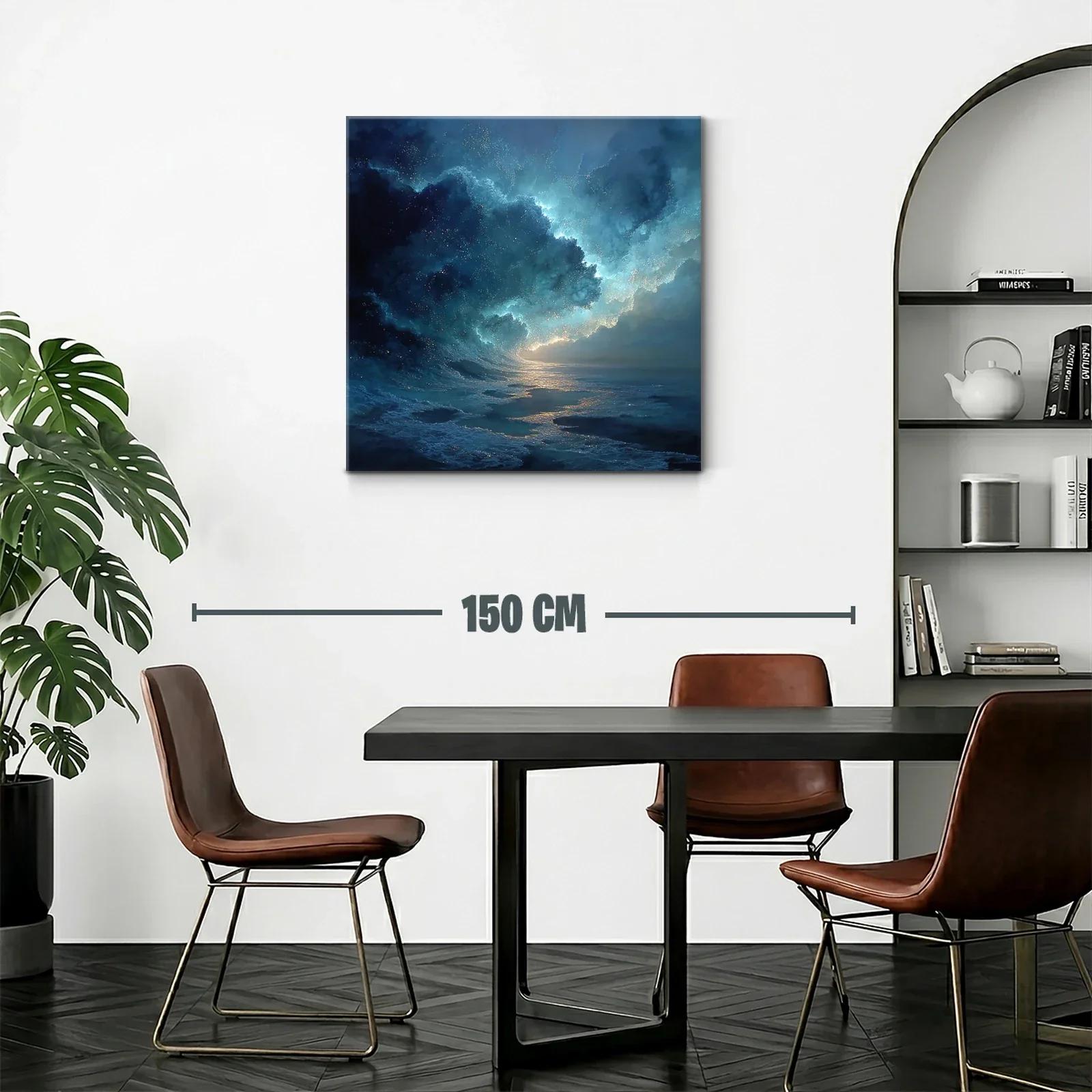 Olas nocturnas con destellos de luz en azul profundo — miniatura 2