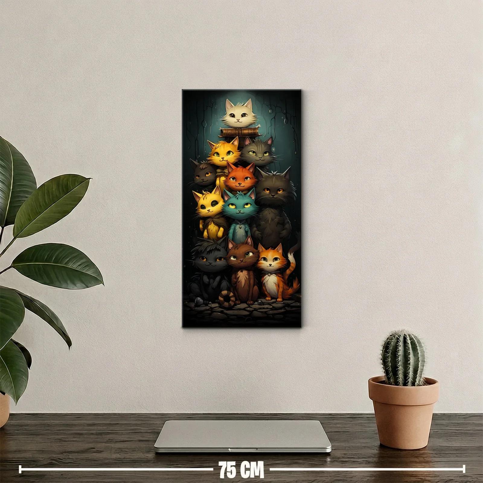 Cuadro grupo de gatos apilados con retrato superior — miniatura 2