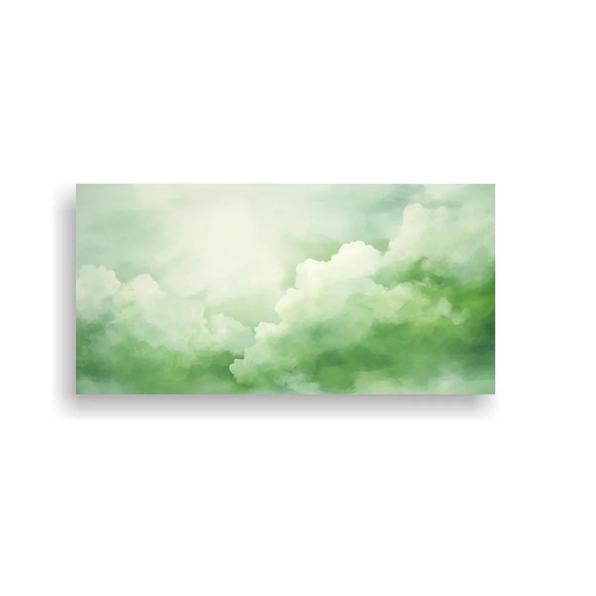 Cuadro nubes verdes con resplandor suave