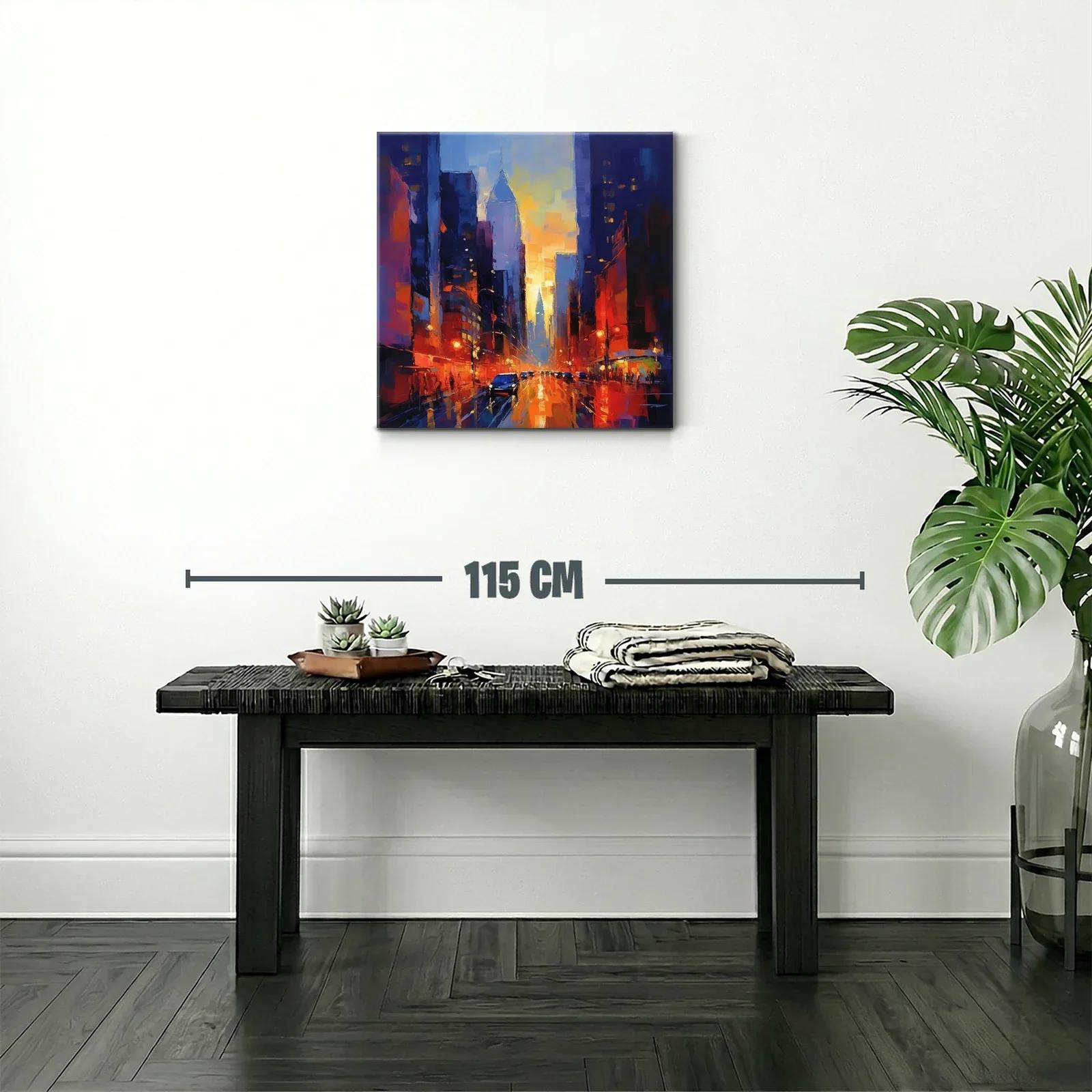 Atardecer vibrante en ciudad iluminada por luces cálidas — miniatura 2