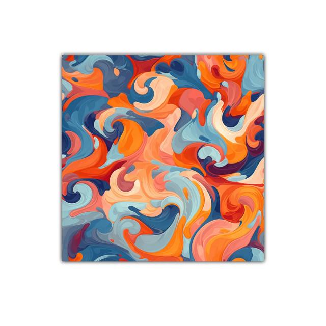 Cuadro abstracto en vibrantes tonos cálidos y fríos