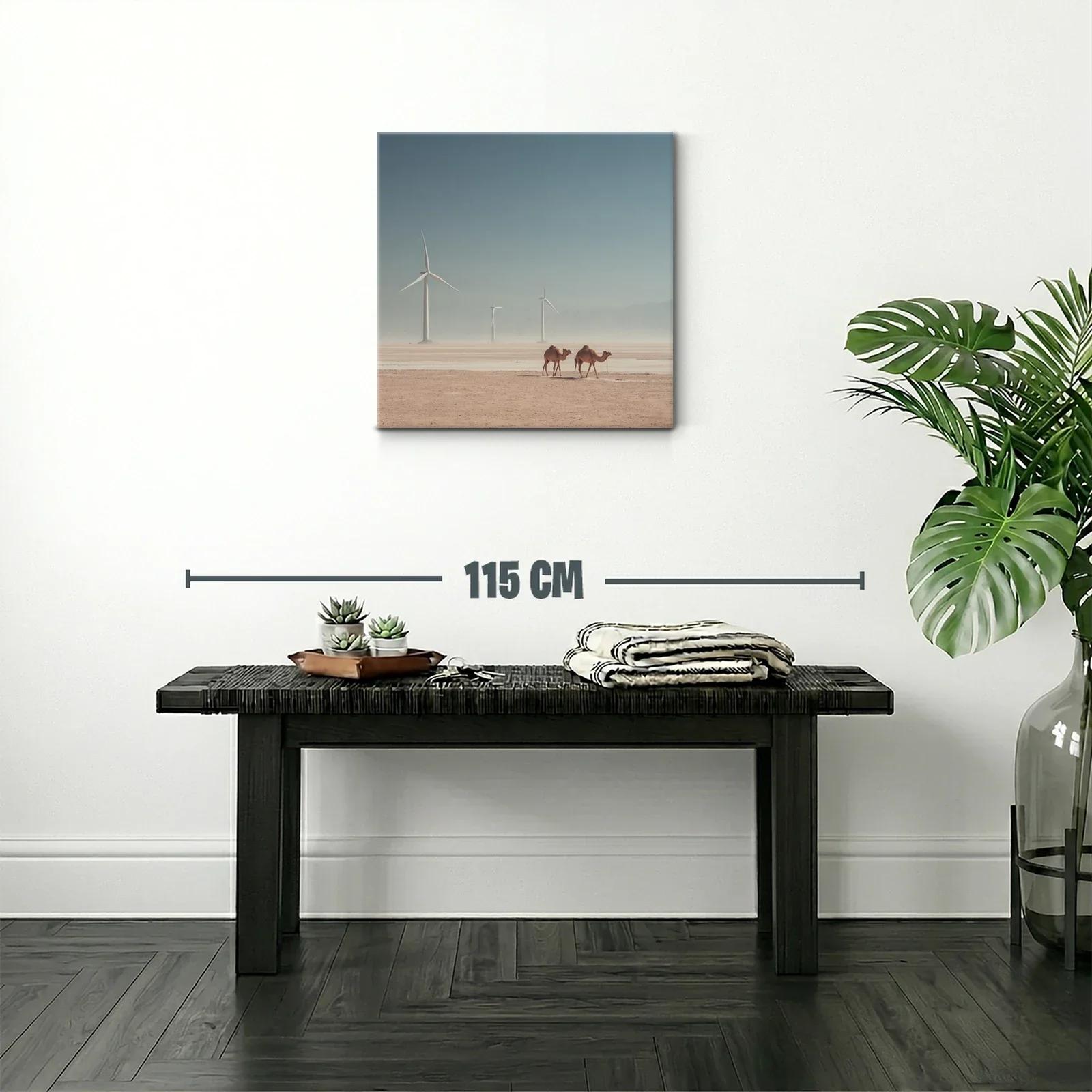 Paisaje Desértico con Camellos y Molinos de Viento — miniatura 2