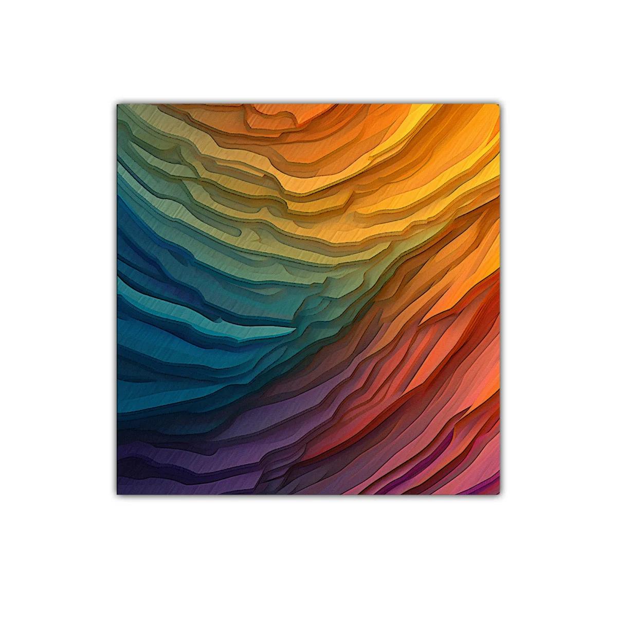 Cuadro decorativo con ondas y tonos cálidos y fríos — imagen principal