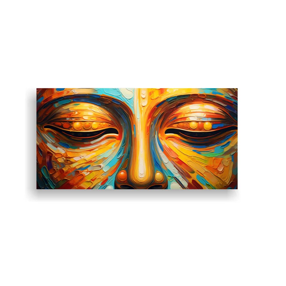 Cuadro rostro de Buda con ojos cerrados y nariz marcada