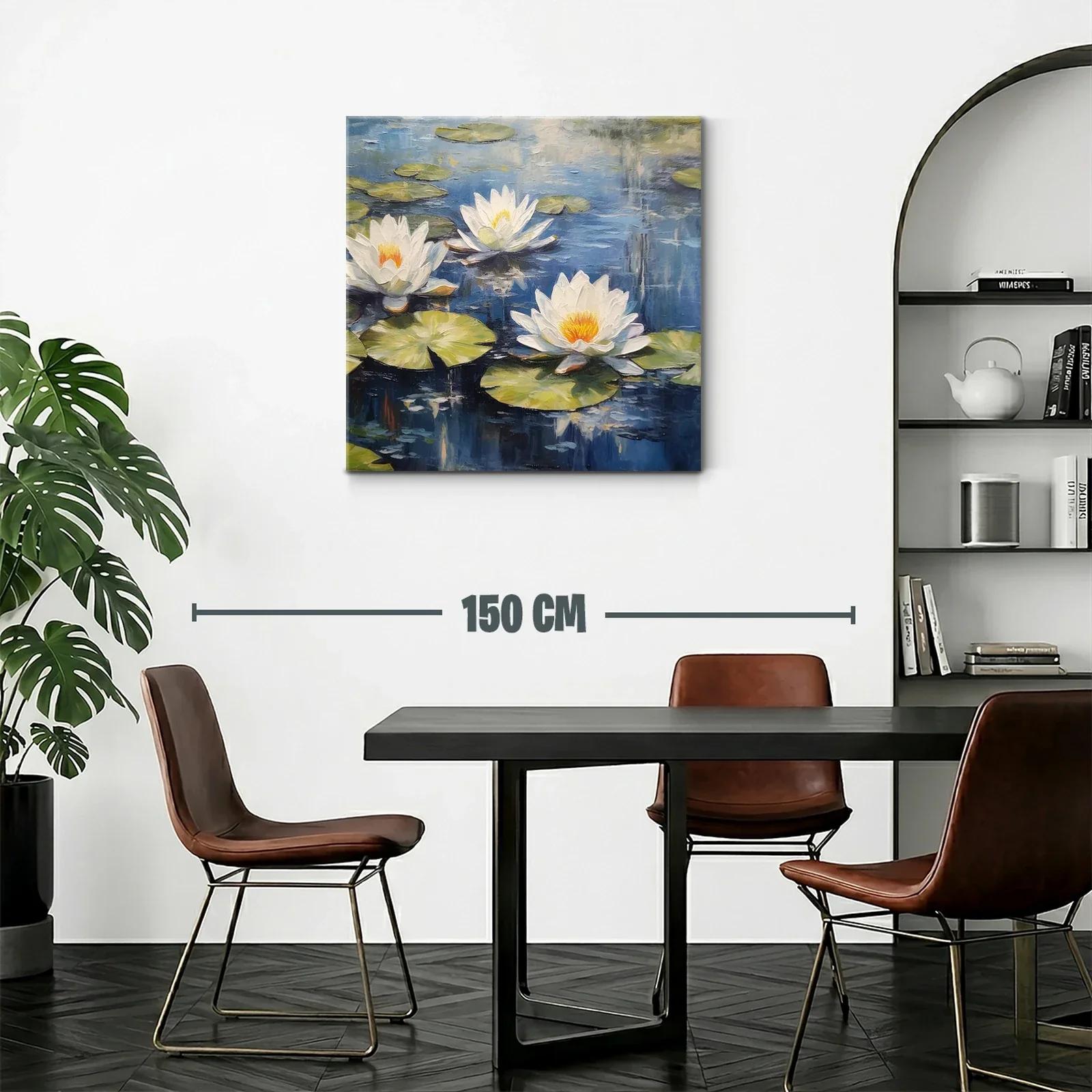 Cuadro flores de loto sobre estanque azul sereno — miniatura 2