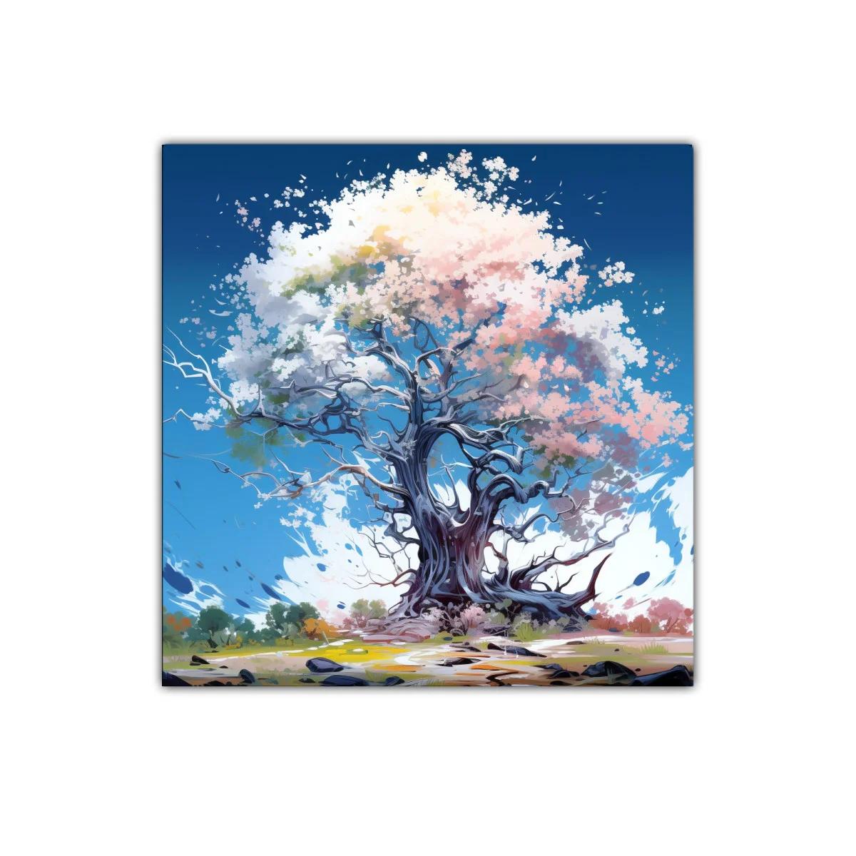 Árbol mágico en tonos suaves y cielo azul profundo — imagen principal