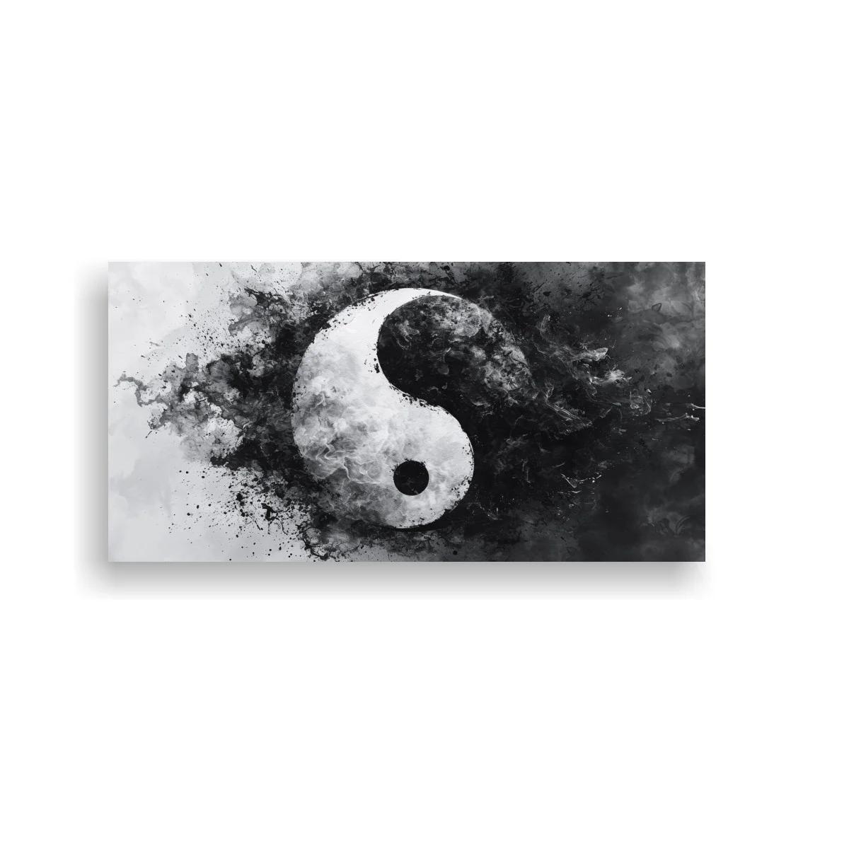 Cuadro yin yang con explosión de tinta oscura