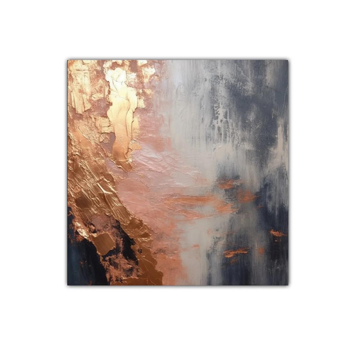 Cuadro abstracto con tonos dorados y grises para decoración moderna
