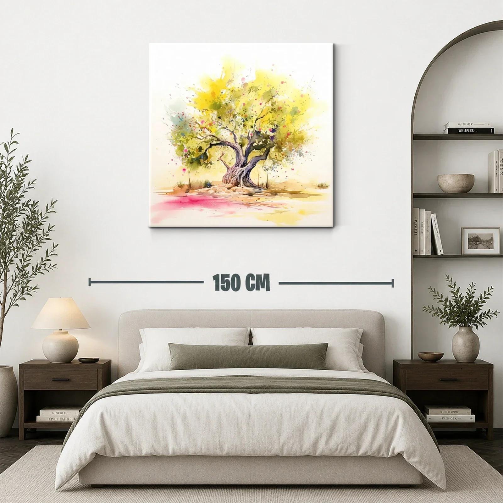 Árbol con follaje amarillo en acuarela vibrante — miniatura 3
