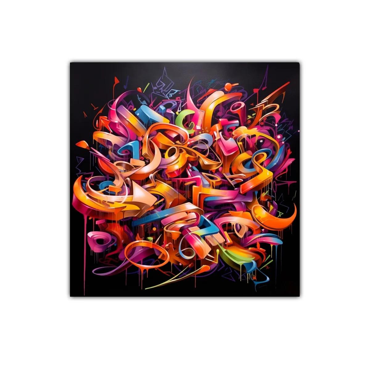Cuadro contemporáneo con explosión de formas y colores vibrantes