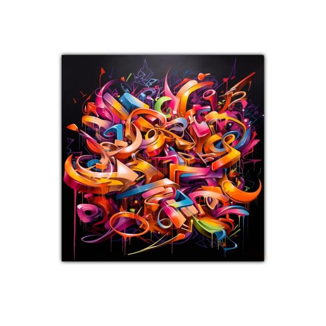 Cuadro contemporáneo con explosión de formas y colores vibrantes