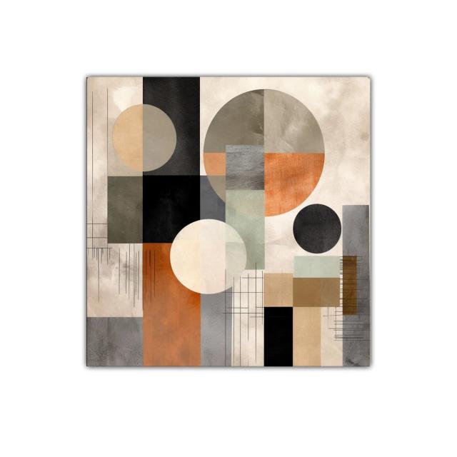 Composición geométrica en tonos neutros y terracota