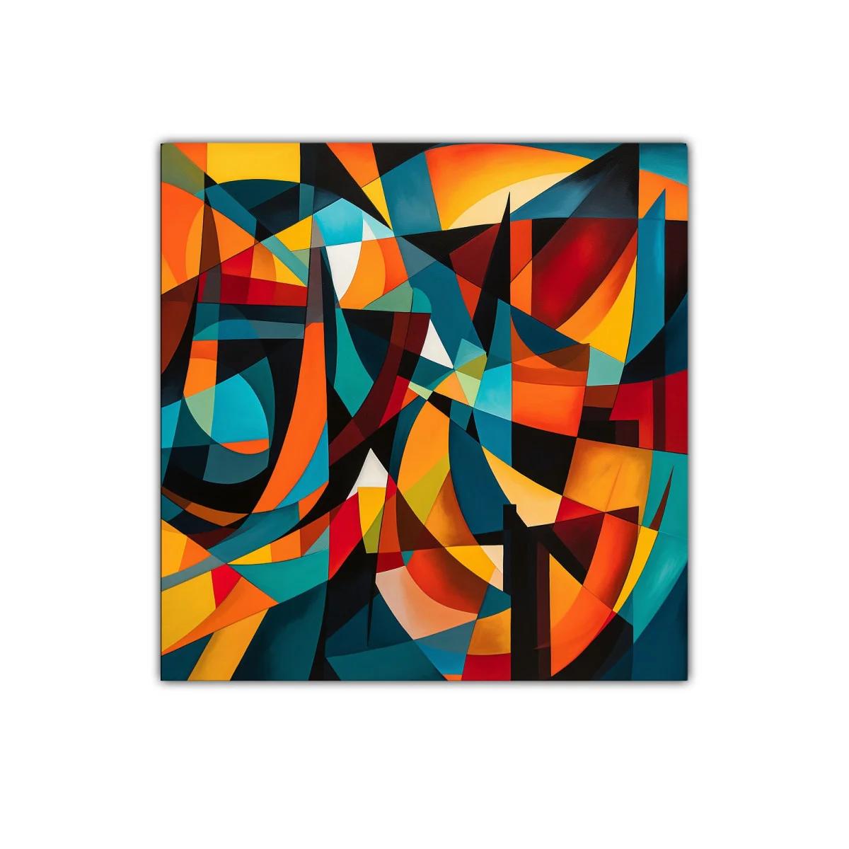 Composición geométrica vibrante con colores cálidos y fríos — imagen principal