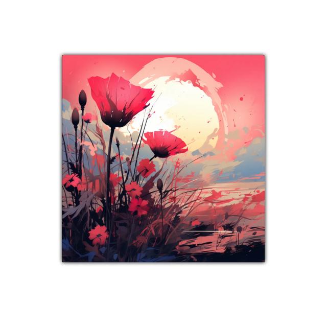 Flores vibrantes al atardecer con tonos cálidos y suaves