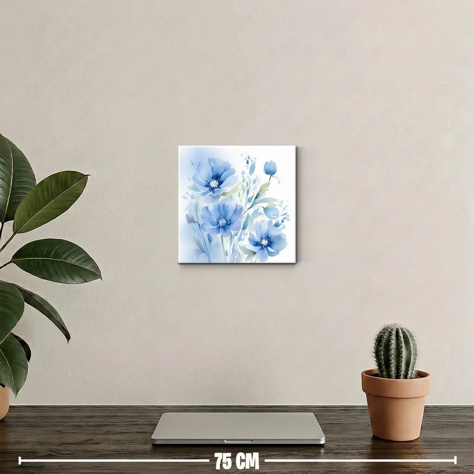 Cuadro floral en tonos azules con delicados pétalos — miniatura 2