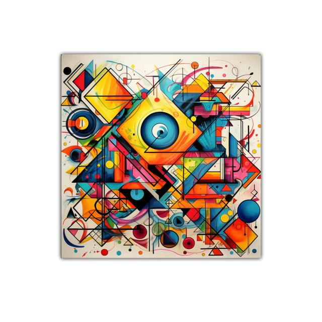 Composición geométrica con vibrantes colores y líneas dinámicas