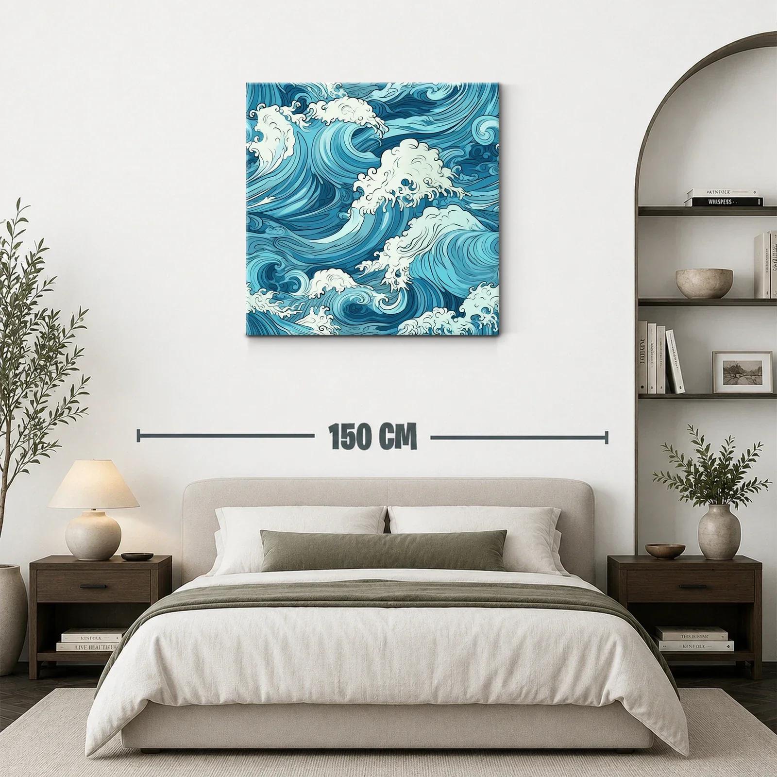 Impresionante obra con olas azules y espuma marina — miniatura 3