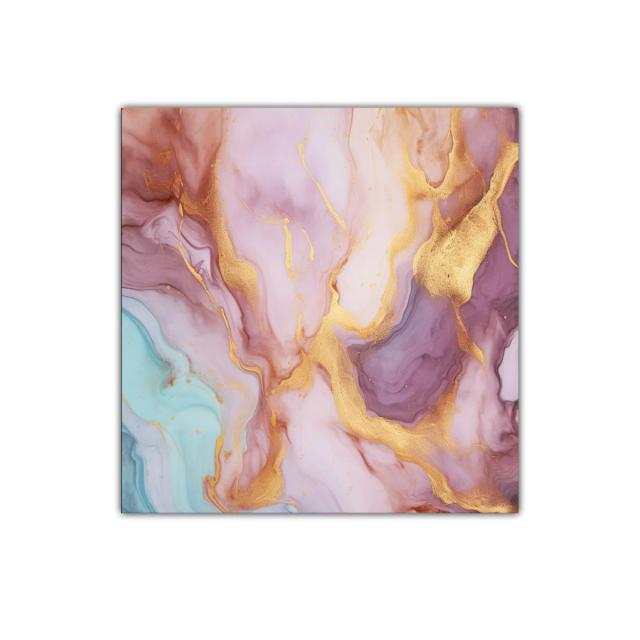 Cuadro abstracto con tonos pastel y detalles dorados vibrantes