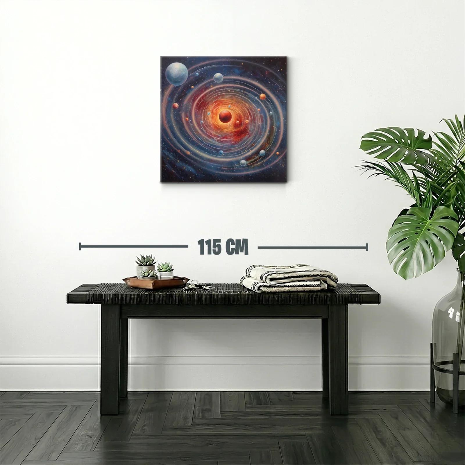 Universo en espiral con planetas en tonos cálidos y fríos — miniatura 2